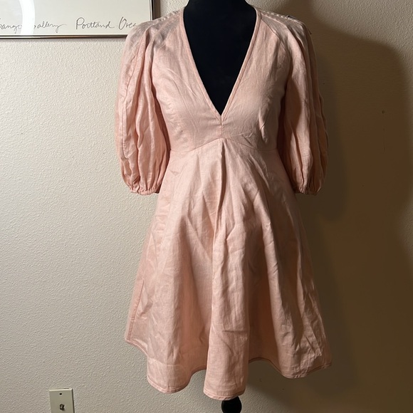 Zimmermann Dancer Linen Day Mini Dress In Blush Size 0 - Picture 4 of 11